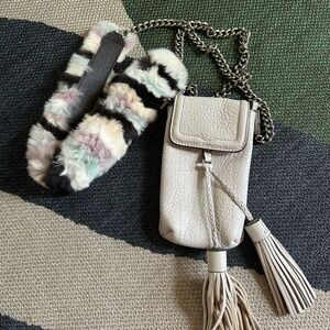 Rebecca Minkoff Cell Phone Cross Body Bag with Fur Chain Strap